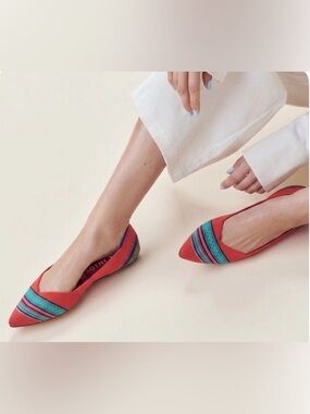 Rothy’s Merino Wool Collection Point Toe Blaze Ribbon Stripe Flats Womens Size 9